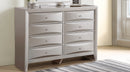 Marilla 8-Drawers Dresser, Silver Champagne