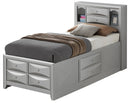 Marilla Twin Storage Bed, Silver Champagne