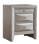 Marilla 3-Drawers Nightstand, Silver Champagne