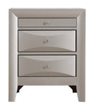 Marilla 3-Drawers Nightstand, Silver Champagne