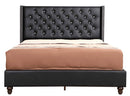 Julie Full Box Spring Bed, Black Faux Leather