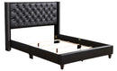 Julie Full Box Spring Bed, Black Faux Leather