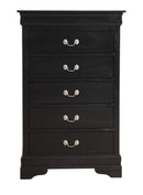 LouisPhillipe 5-Drawers Wooden Chest, Black