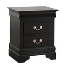 LouisPhillipe 2-Drawers Nightstand, Black