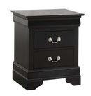 LouisPhillipe 2-Drawers Wooden Nightstand, Black