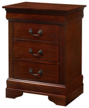 LouisPhillipe 3-Drawers Nightstand, Cherry