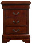 Louis Phillipe 3-Drawers Nightstand, Cherry