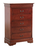 LouisPhillipe 5-Drawers Chest, Cherry
