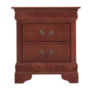 LouisPhillipe 2-Drawers Nightstand w/Carved Base, Cherry