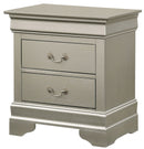 LouisPhillipe 2-Drawers Nightstand, Silver Champagne