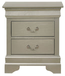 LouisPhillipe 2-Drawers Nightstand, Silver Champagne