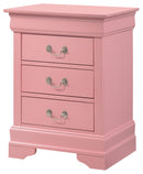 LouisPhillipe 3-Drawers Nightstand, Pink