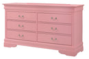 LouisPhillipe 6-Drawers Dresser, Pink