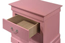 LouisPhillipe 2-Drawers Nightstand w/Carved Base, Pink