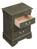LouisPhillipe 3-Drawers Nightstand, Gray