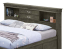 LouisPhillipe Queen Storage Bed w/Bookcase Headboard, Gray