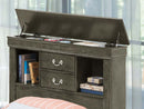 LouisPhillipe Twin Storage Bed w/Bookcase Headboard, Gray