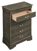 LouisPhillipe 5-Drawers Chest, Gray