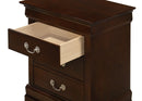 LouisPhillipe 3-Drawers Nightstand, Cappuccino