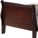 LouisPhillipe Twin Wooden Sleigh Bed, Cappuccino