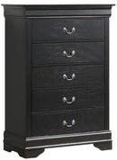 LouisPhillipe 5-Drawers Chest, Black