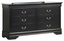 LouisPhillipe 6-Drawers Dresser, Black