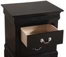 LouisPhillipe 2-Drawers Nightstand, Black