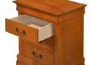 LouisPhillipe 3-Drawers Nightstand, Oak