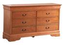 LouisPhillipe 6-Drawers Dresser, Oak