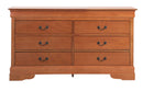 LouisPhillipe 6-Drawers Dresser, Oak