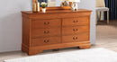 LouisPhillipe 6-Drawers Dresser, Oak