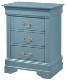 LouisPhillipe 3-Drawers Nightstand, Teal