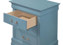 LouisPhillipe 3-Drawers Nightstand, Teal