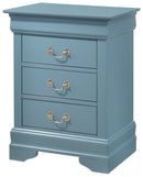 LouisPhillipe 3-Drawers Nightstand, Teal