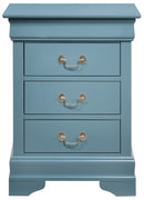 LouisPhillipe 3-Drawers Nightstand, Teal