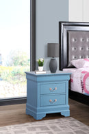 LouisPhillipe 2-Drawers Nightstand, Teal