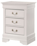 LouisPhillipe 3-Drawers Nightstand, White