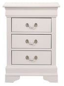 LouisPhillipe 3-Drawers Nightstand, White