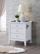 Hammond 3-Drawers Nightstand, White
