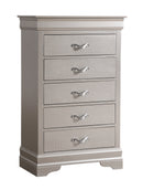 Lorana 5-Drawers Chest, Silver Champagne