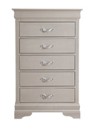 Lorana 5-Drawers Chest, Silver Champagne