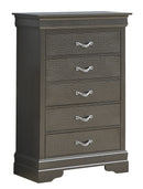 Lorana 5-Drawers Chest, Metalic Black