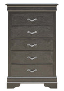 Lorana 5-Drawers Chest, Metalic Black