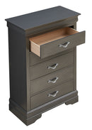 Lorana 5-Drawers Chest, Metalic Black