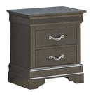 Lorana 2-Drawers Nightstand, Metalic Black