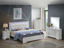 Lorana LED Full Bed w/Padded Headboard, Silver Champagne