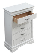 Lorana 5-Drawers Chest, Silver Champagne