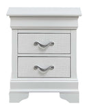 Lorana Croc Textured 2-Drawers Nightstand, White