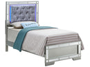 Madison Twin Headboard Bed, Silver Champagne