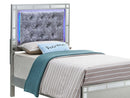 Madison Twin Headboard Bed, Silver Champagne